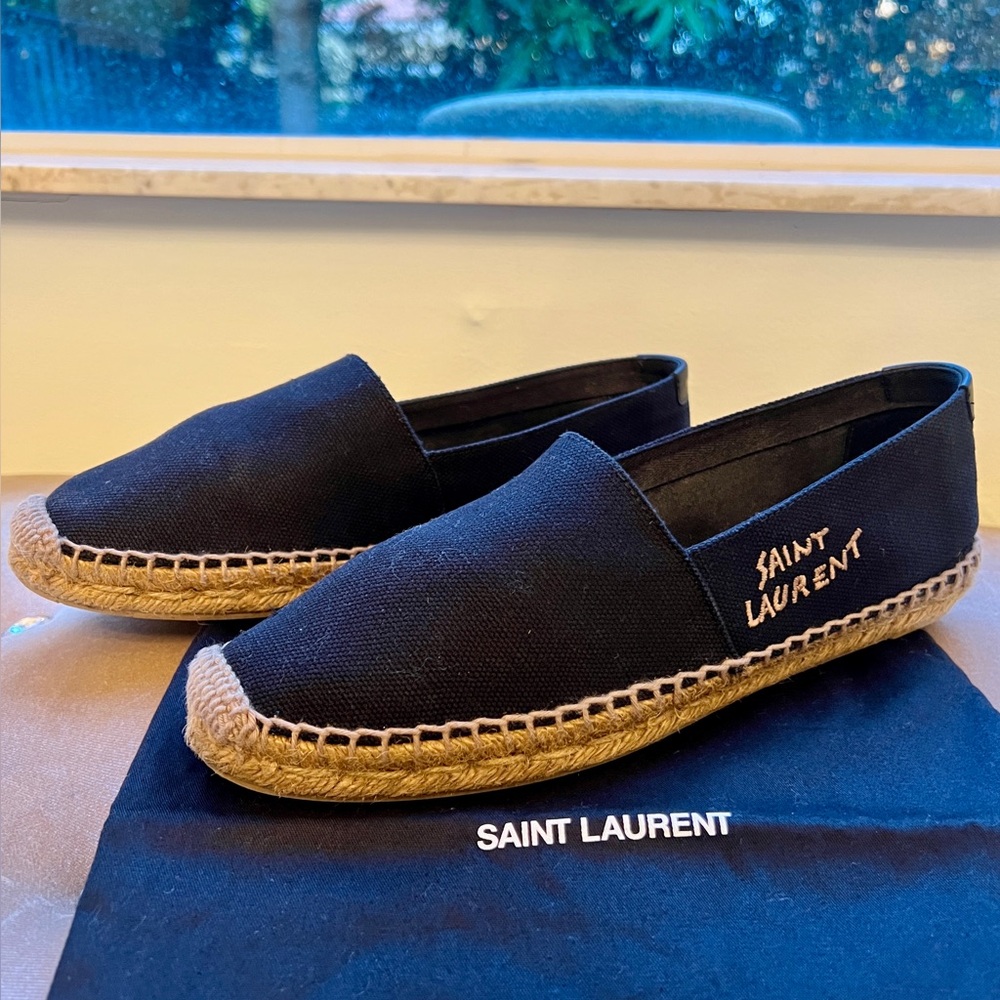 Saint Laurent logo-embroidered espadrilles {Preloved}